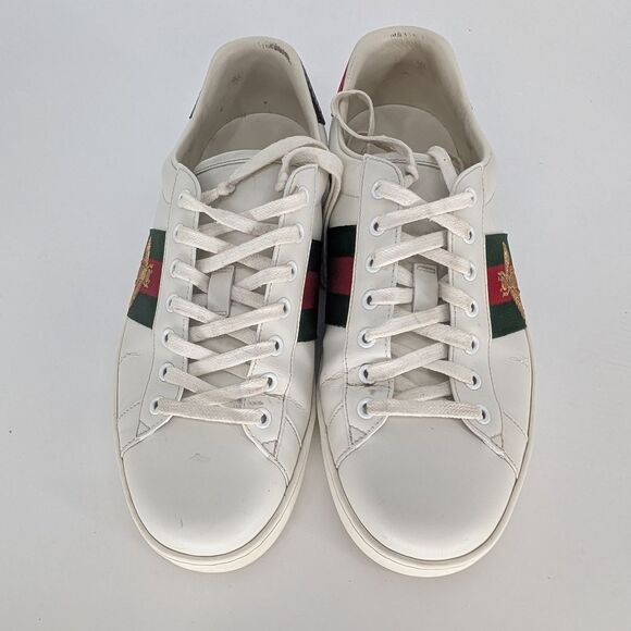 Gucci White Sneakers with Green and Red Stripes - Picture 1 of 5
